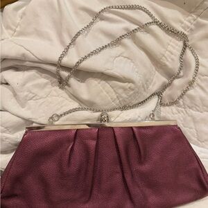 Chic Maroon Clutch with Silver Chain